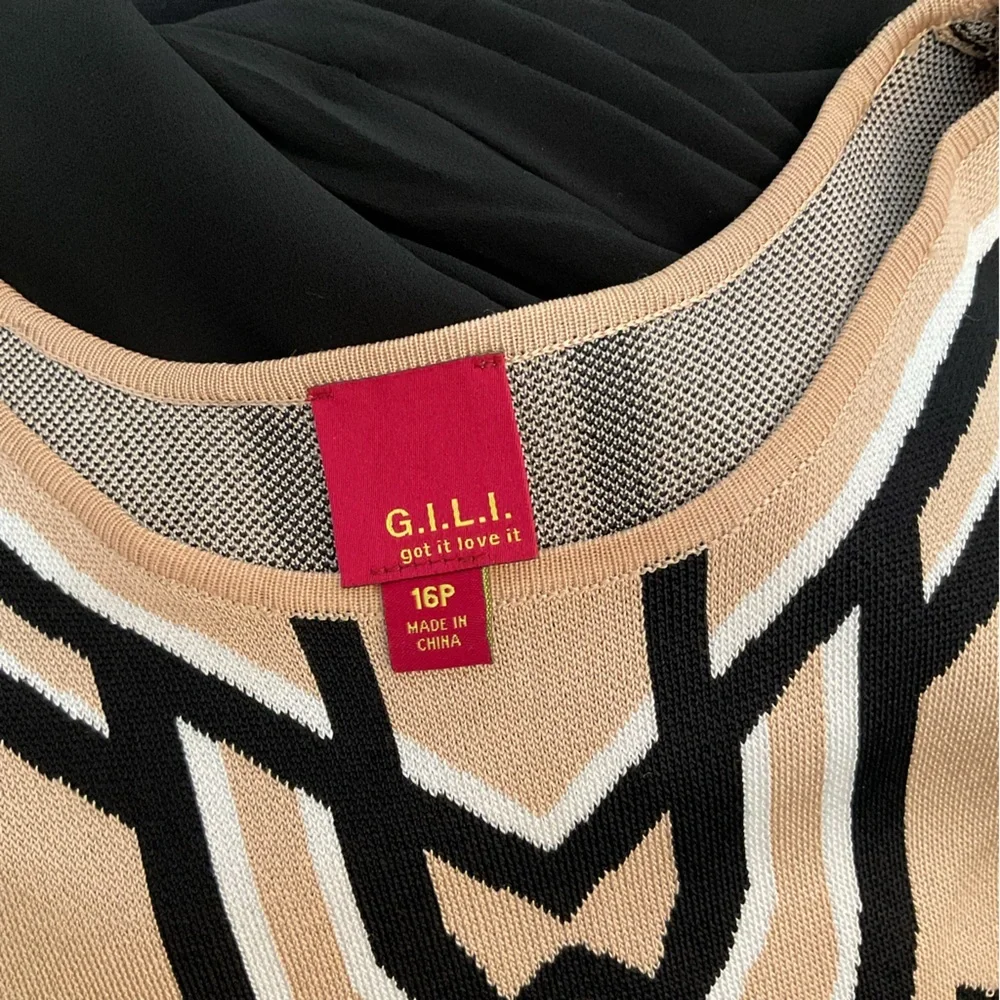 NWOT | G.I.L.I. Maxi Dress | Black & Tan | Sweater Top | Chiffon Skirt | 16P - Picture 6 of 8